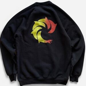 WRV Wave Riding Vehicles Black Sweatshirt With Yellow & Red Dolphin Logo Graphic